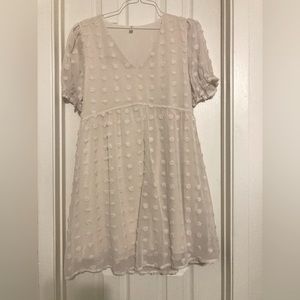 Flowy Dress for Women Beige Ruffle babydoll